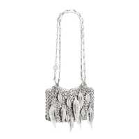 Genti de umar Rabanne 1969 Silver Nano Bag Metallic Leaves Shoulder Bag Femei