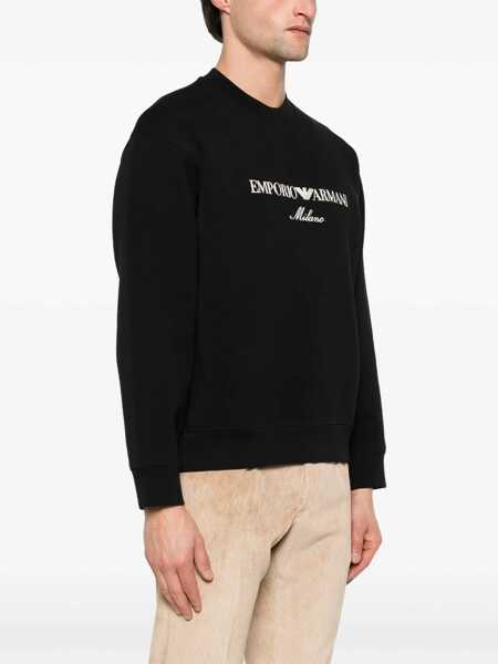 Pulovere Emporio Armani Emporio Armani Logo Cotton Sweatshirt Black Barbati (BM 17339670) 3