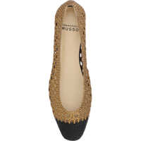 Balerini Dama - Balerini Francesco Russo Woven Ballerinas BLACK/OLD GOLD Femei (BM 17343685) - B-mall.ro