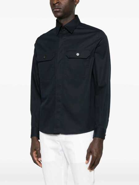 Camasi casual ZEGNA Cotton Shirt Jacket BLUE Barbati (BM 17343949) 3