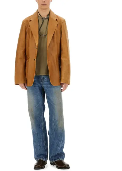 Sacouri OUR LEGACY Leather Opening Blazer BROWN Barbati (BM 17344192) 2