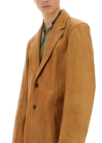 Sacouri OUR LEGACY Leather Opening Blazer BROWN Barbati (BM 17344192) 4