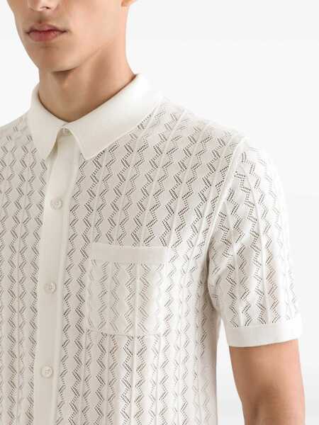 Camasi casual Dolce & Gabbana Perforated Cotton Knit Shirt WHITE Barbati (BM 17344258) 5