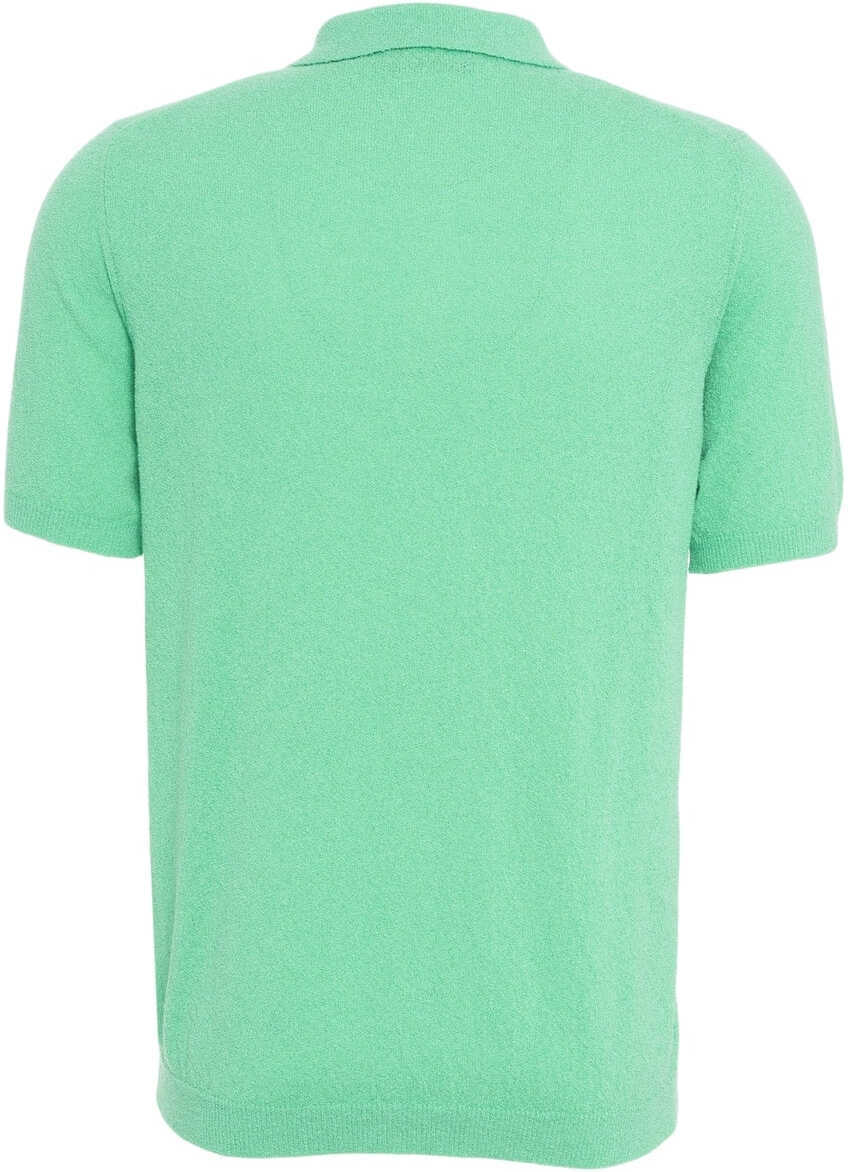 Tricouri Polo Roberto Collina Textured knit polo shirt Green Barbati (BM 17344720) 3