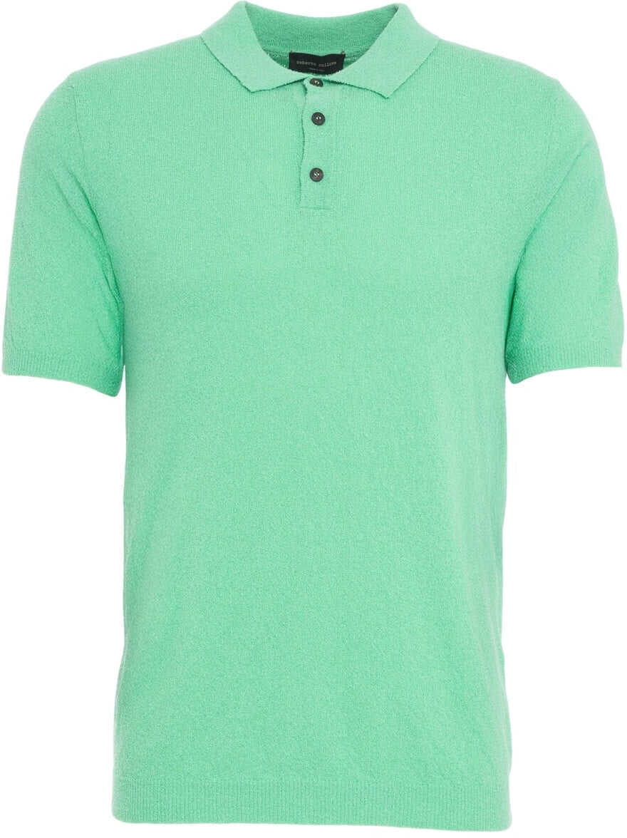 Tricouri Polo Roberto Collina Textured knit polo shirt Green Barbati (BM 17344720) 1