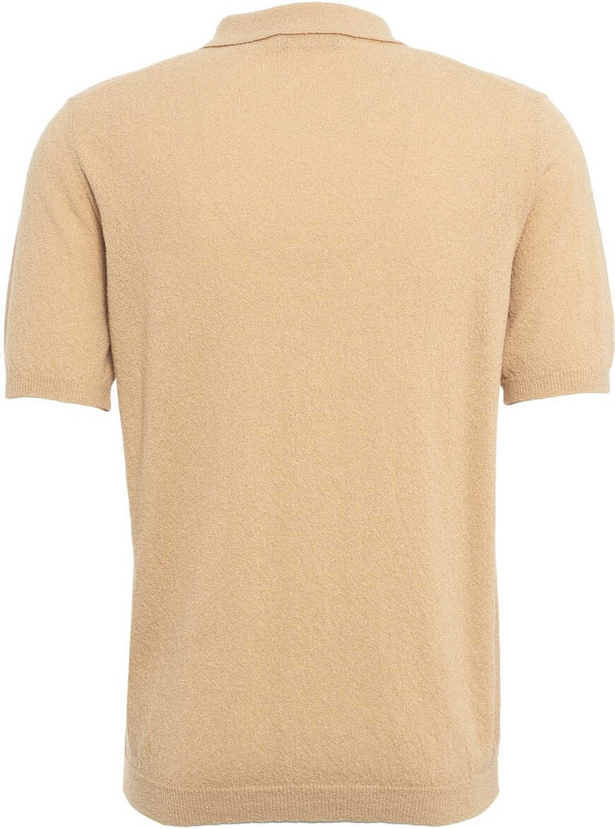 Tricouri Polo Roberto Collina Textured knit polo shirt Beige Barbati (BM 17344720) 3