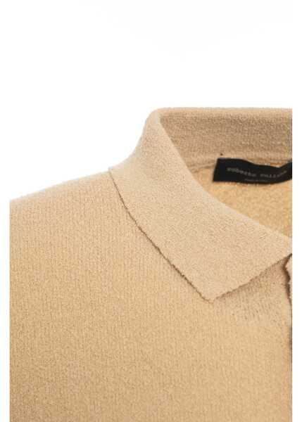 Tricouri Polo Roberto Collina Textured knit polo shirt Beige Barbati (BM 17344720) 5