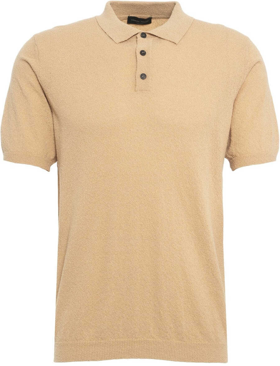 Tricouri Polo Roberto Collina Textured knit polo shirt Beige Barbati (BM 17344720) 1