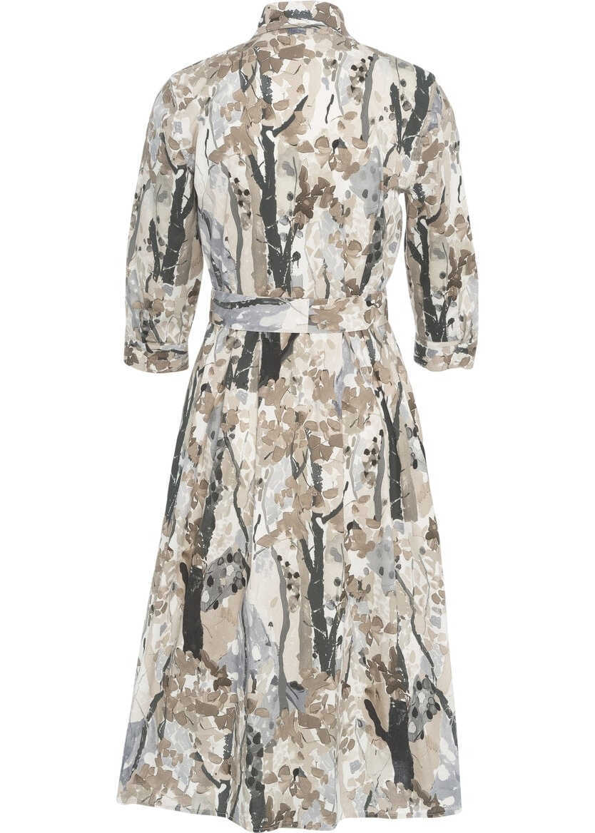 Rochii lungi Himons Chemisier dress with print Brown Femei (BM 17344756) 3