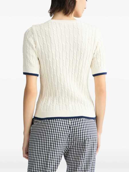 Tricouri Liu Jo Knit t-shirt with logo embroidery White Femei (BM 17344768) 4