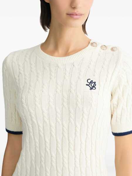 Tricouri Liu Jo Knit t-shirt with logo embroidery White Femei (BM 17344768) 5