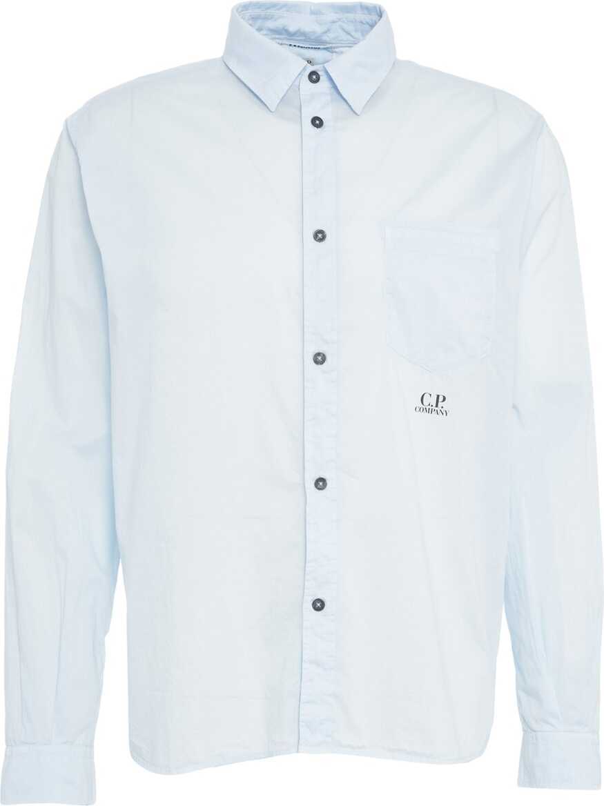 Camasi casual C.P. Company Shirt with logo lettering Blue Barbati (BM 17344777) 2