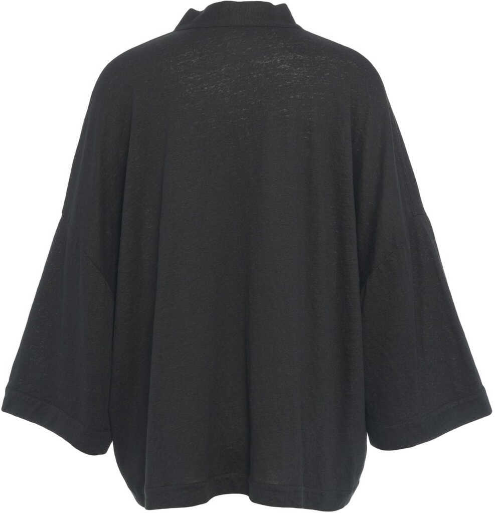 Pulovere casual Majestic Filatures Short linen kimono Black Femei (BM 17344789) 3