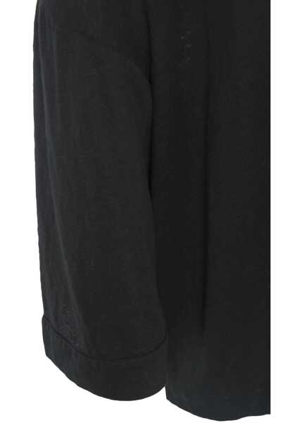 Pulovere casual Majestic Filatures Short linen kimono Black Femei (BM 17344789) 4