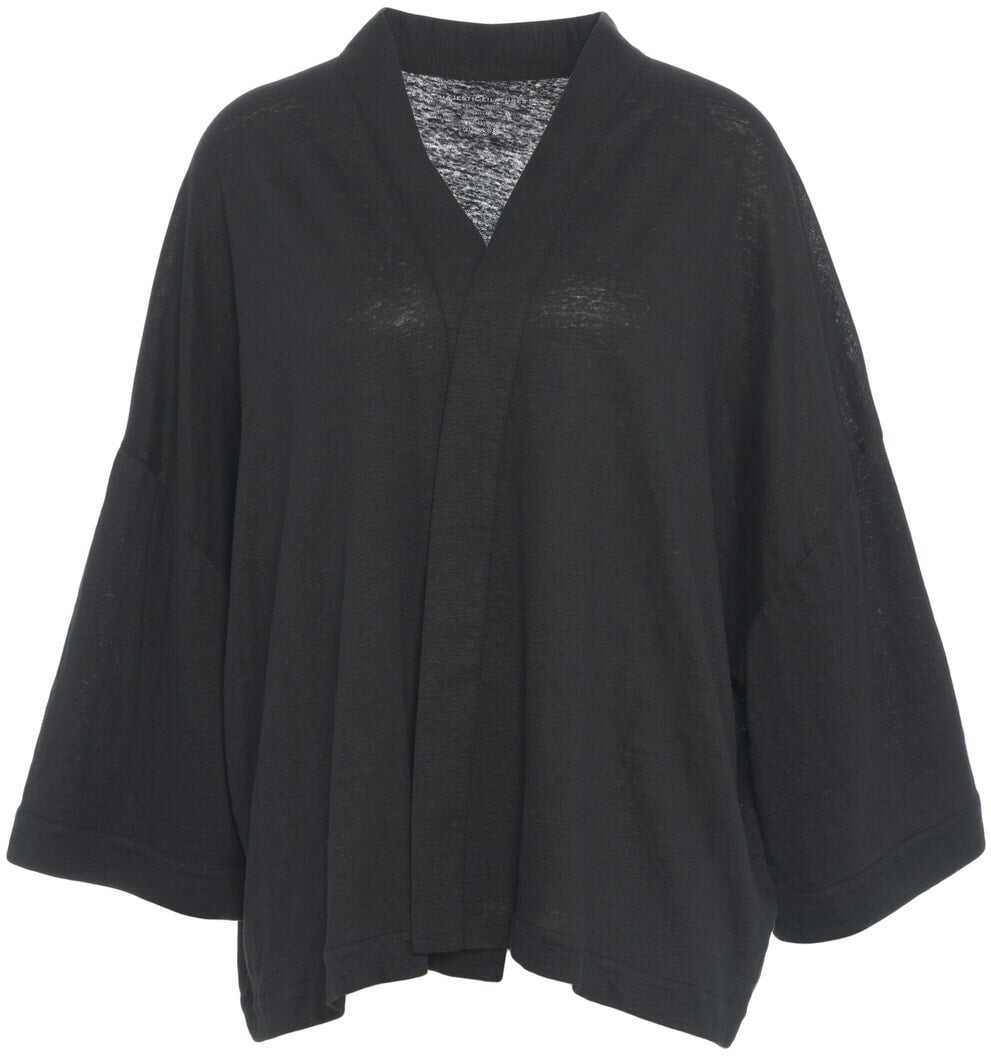 Pulovere casual Majestic Filatures Short linen kimono Black Femei (BM 17344789) 1