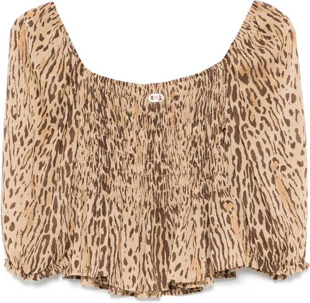Tricouri Liu Jo Top with animal print Brown Femei (BM 17344804) 2