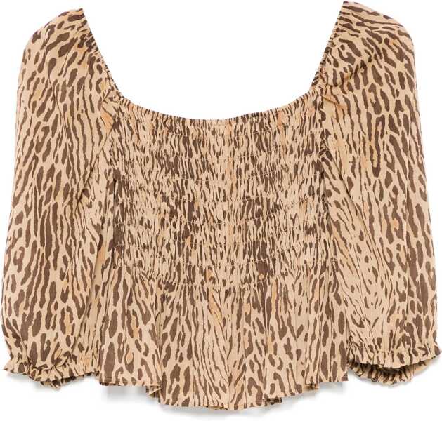 Tricouri Liu Jo Top with animal print Brown Femei (BM 17344804) 1