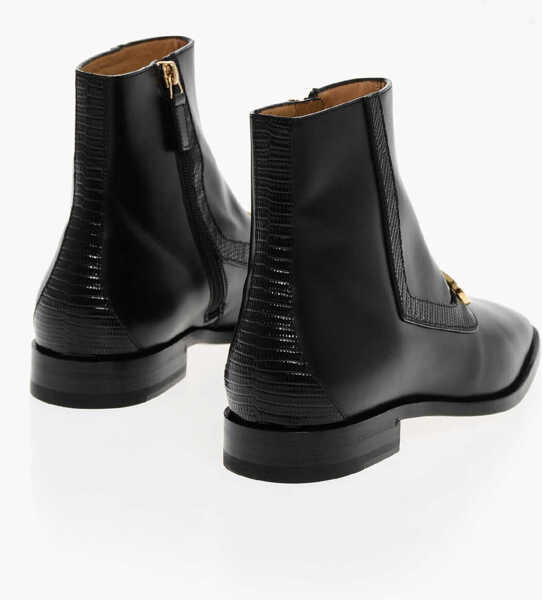 Ghete Gucci Leather Booties With Monogram Logo Black Barbati (BM 17344963) 2