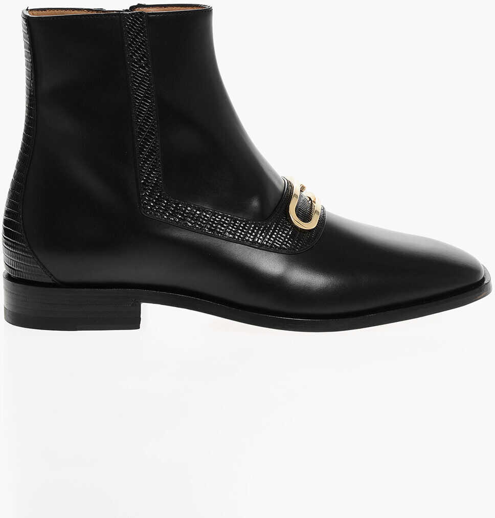 Ghete Gucci Leather Booties With Monogram Logo Black Barbati (BM 17344963) 3