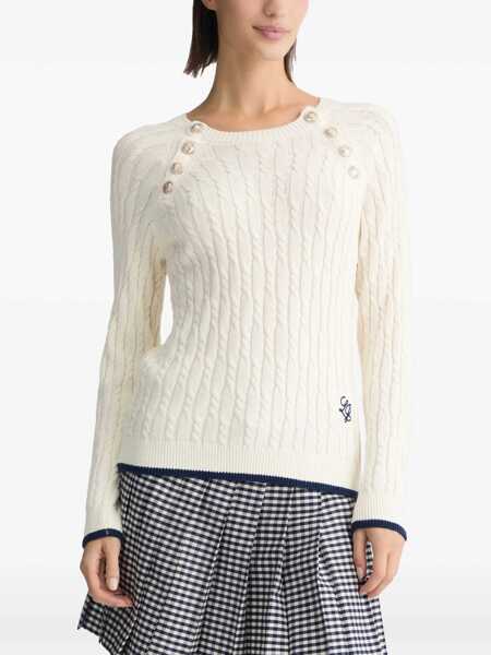 Pulovere Liu Jo Cable knit sweater with logo embroidery White Femei (BM 17351377) 3