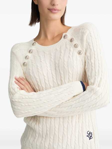 Pulovere Liu Jo Cable knit sweater with logo embroidery White Femei (BM 17351377) 5