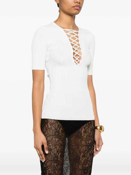 Pulovere Elisabetta Franchi TRICOT SWEATER White Femei (BM 17352696) 3