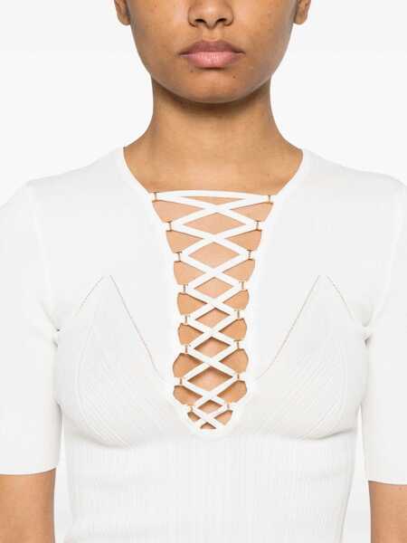 Pulovere Elisabetta Franchi TRICOT SWEATER White Femei (BM 17352696) 5