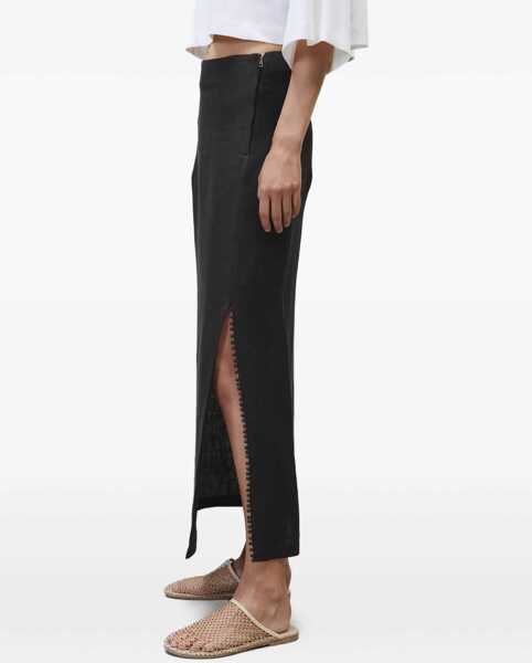 Fuste casual ALYSI Linen Skirt With Slit GREY Femei (BM 17352835) 3