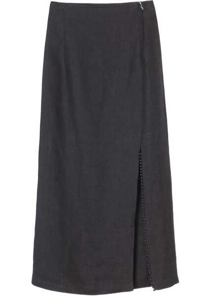 Fuste casual ALYSI Linen Skirt With Slit GREY Femei (BM 17352835) 4