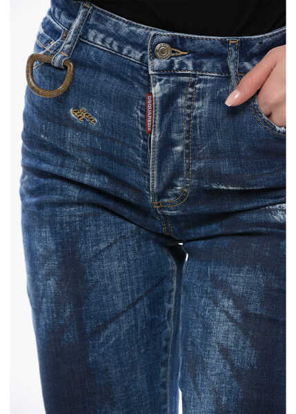 Blugi drepti DSQUARED2 Dark Washed Boston Fit Denims With Cuffs 18Cm Blue Femei (BM 17352907) 3