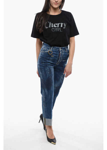 Blugi drepti DSQUARED2 Dark Washed Boston Fit Denims With Cuffs 18Cm Blue Femei (BM 17352907) 4