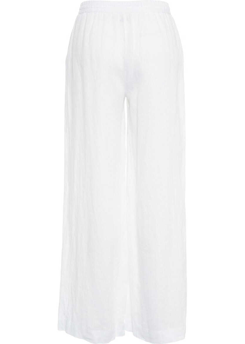 Pantaloni eleganti Otto d ame Linen palazzo pants White Femei (BM 17352937) 3