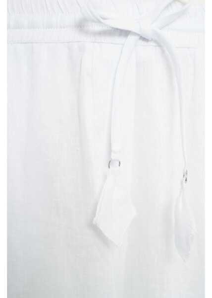Pantaloni eleganti Otto d ame Linen palazzo pants White Femei (BM 17352937) 5