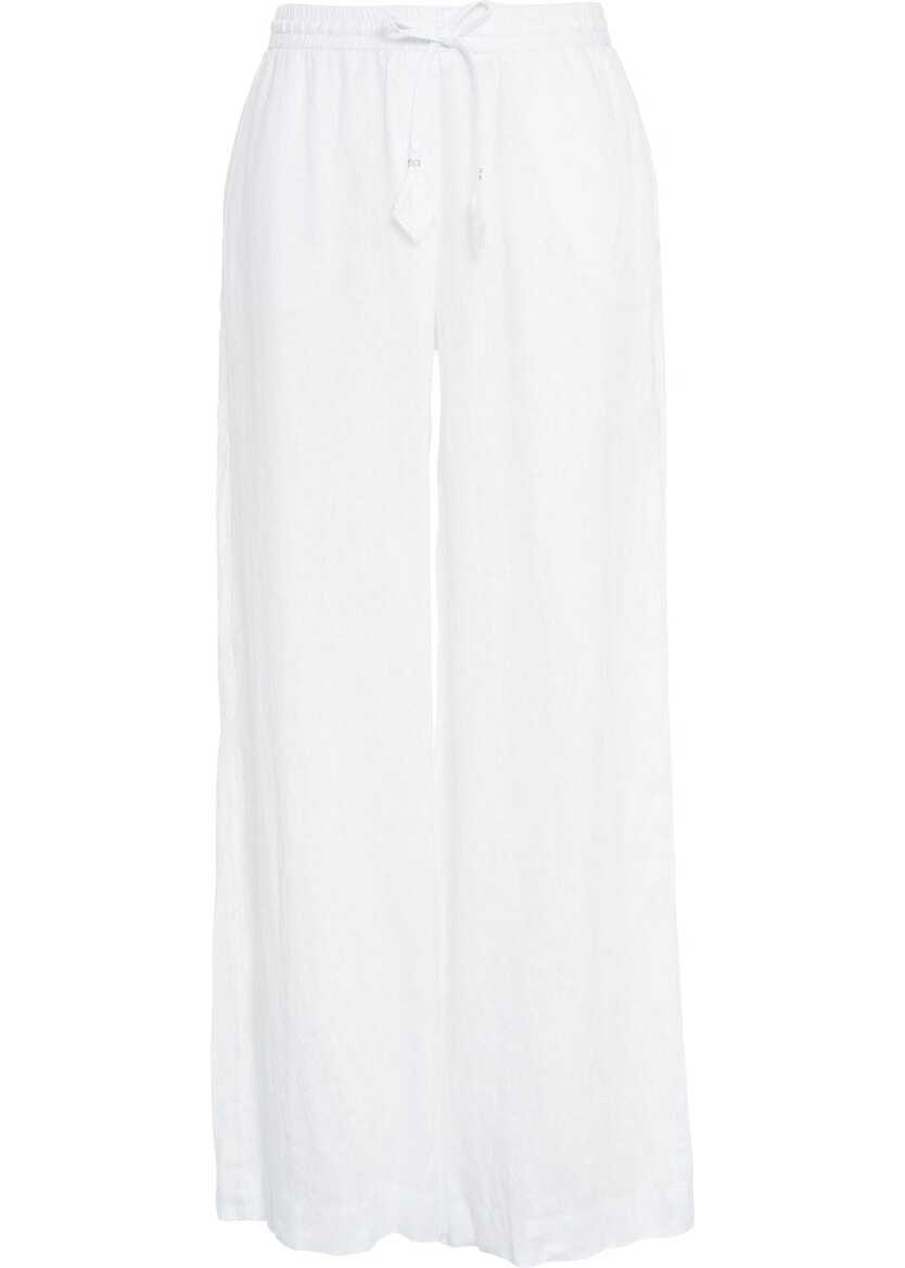 Pantaloni eleganti Otto d ame Linen palazzo pants White Femei (BM 17352937) 1