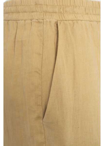 Pantaloni eleganti Otto d ame Linen palazzo pants Beige Femei (BM 17352937) 4