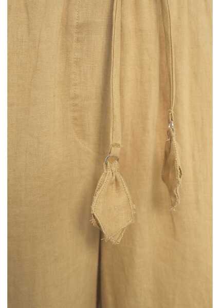 Pantaloni eleganti Otto d ame Linen palazzo pants Beige Femei (BM 17352937) 5