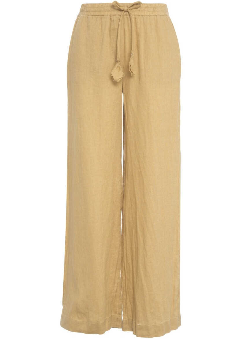 Pantaloni eleganti Otto d ame Linen palazzo pants Beige Femei (BM 17352937) 1
