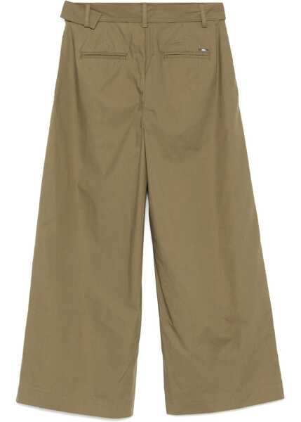 Pantaloni eleganti Liu Jo Wide leg pants with belt Green Femei (BM 17352967) 2