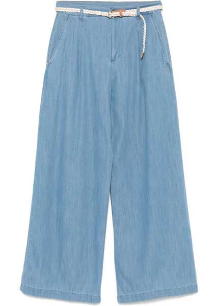 Pantaloni eleganti Liu Jo Flared pants with belt Blue Femei (BM 17352970) 1