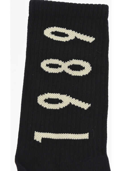 Sosete 1989 STUDIO Ribbed Long Socks With Contrast Embroidery Black Barbati (BM 17353312) 2