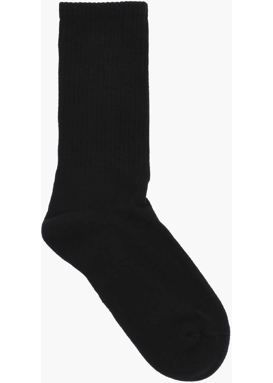 Sosete 1989 STUDIO Ribbed Long Socks With Contrast Embroidery Black Barbati (BM 17353312) 3