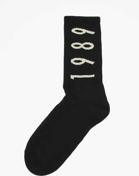 Sosete 1989 STUDIO Ribbed Long Socks With Contrast Embroidery Black Barbati (BM 17353312) 1