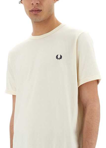 Tricouri Fred Perry Ringer T-Shirt IVORY Barbati (BM 17353480) 4