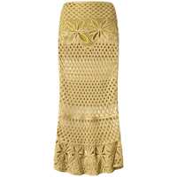 Fuste Pinko Yellow 'Crispo' Midi Skirt Embroidered Femei