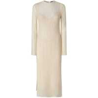 Rochii 'Incantesimo' Beige Long Crewneck Dress With Rear Keyhole Closure In Tech Fabric Woman Femei