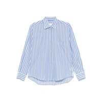 Camasi Xacus White And Blue Vertical Stripes Pattern Cotton Shirt Femei