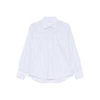 Camasi Xacus White And Blue Vertical Stripes Pattern Cotton Shirt Femei
