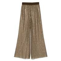 Pantaloni casual Pinko 'Swatch' Green Rhinestoned Pants With Elastic Waist In Fabric Woman