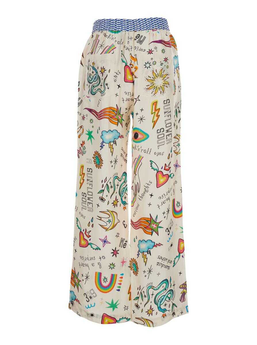 Pantaloni casual Me369 Bailey Multicolor Pants With Elastic Waist And All-Over Print In Viscose Woman MULTICOLOR Femei (BM 17355456) 1