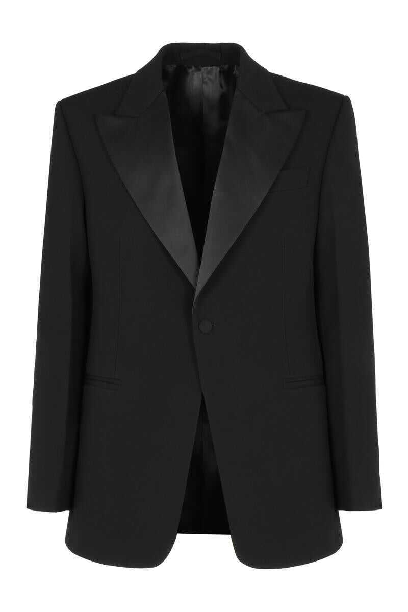 Sacouri Salvatore Ferragamo Salvatore Ferragamo Contrasting Lapel Tuxedo Blazer Black Barbati (BM 17355570) 1
